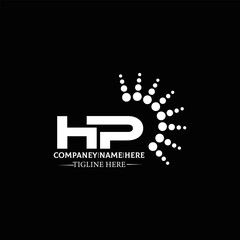 HP logo. H P design. White HP letter. HP, H P letter logo design. Initial letter HP linked circle uppercase monogram logo. H P letter logo vector design.