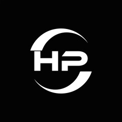 HP logo. H P design. White HP letter. HP, H P letter logo design. Initial letter HP linked circle uppercase monogram logo. H P letter logo vector design.