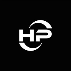 Obraz premium HP logo. H P design. White HP letter. HP, H P letter logo design. Initial letter HP linked circle uppercase monogram logo. H P letter logo vector design.