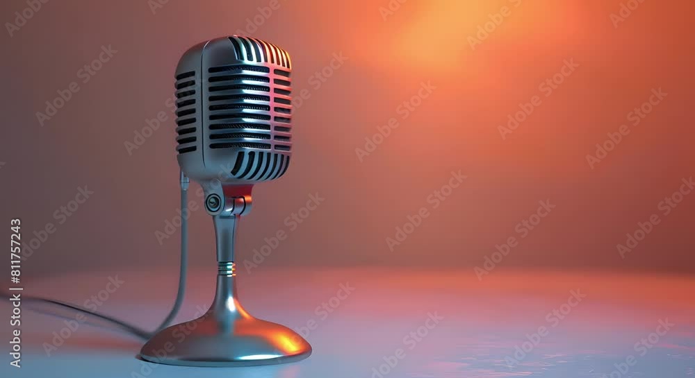 Poster 3d retro microphone for broadcasting interviews podcasting or karaoke highquality isolated render. c