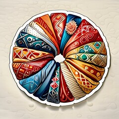 ircular Hair Tie Stickers showcasing illustrations of ethnic-inspired hair ties