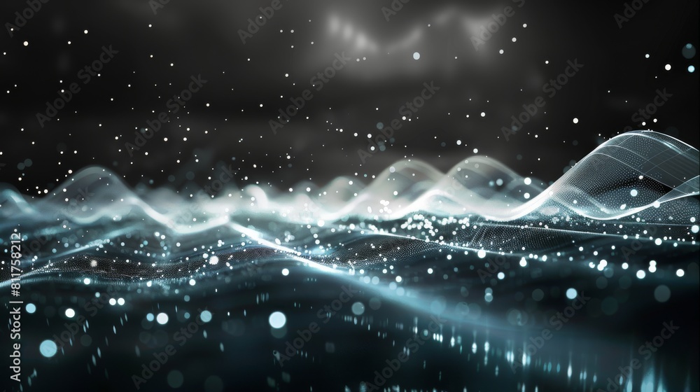 Aufkleber A dark background with data and wind energy very lightly for a presentation background. Generative AI.