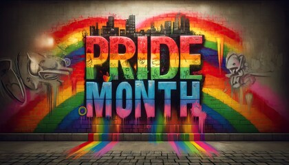 "Vibrant Graffiti Wall Celebrating Pride Month in Urban Setting"