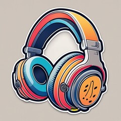 Circular Headphone Stickers showcasing illustrations of wireless headphones