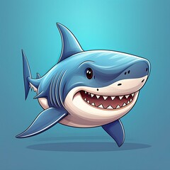 shark cartoon isolated on blue