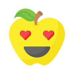 Happy face with heart symbols on eyes, concept icon of in love emoji