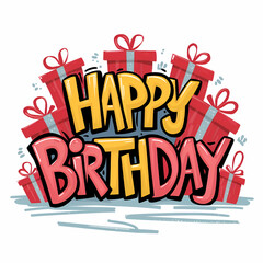 Obraz premium Happy birthday, typography, calligraphy