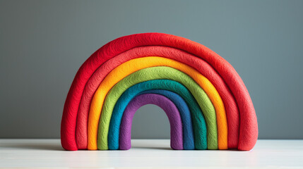 Colorful DIY Felt Rainbow. Wool Fabric Cartoon Animation, Kids Creative Game, Child Handmade Craft,...