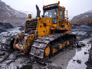 Navigating Treacherous Terrain A Powerful Bulldozer Tackles the Rugged Outdoors with Precision and Skill