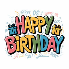 Obraz premium Happy birthday, typography, calligraphy