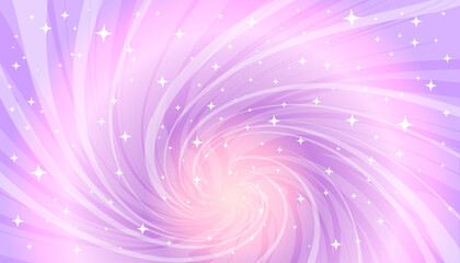 Background of pink and lilac shining swirl of magic, sky and stars.