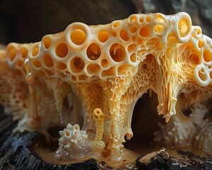 Thriving Subterranean Yeast Colonies Shaping the Brew with Intricate Honeycomb Formations