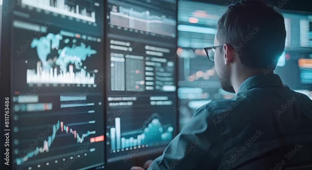 Poster analyzing financial data for global business strategy: a data scientist's perspective. concept data 