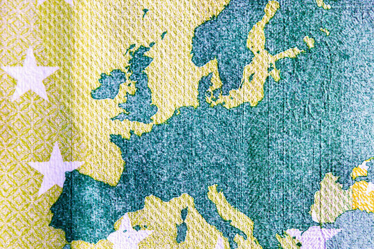 Close up 100 Eoro banknote. Horizontal macro image.