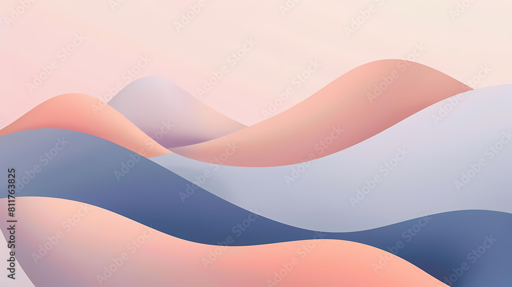 Poster minimalist composition with fluid shapes and subtle gradients