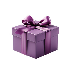 Purple gift box isolated on transparent background