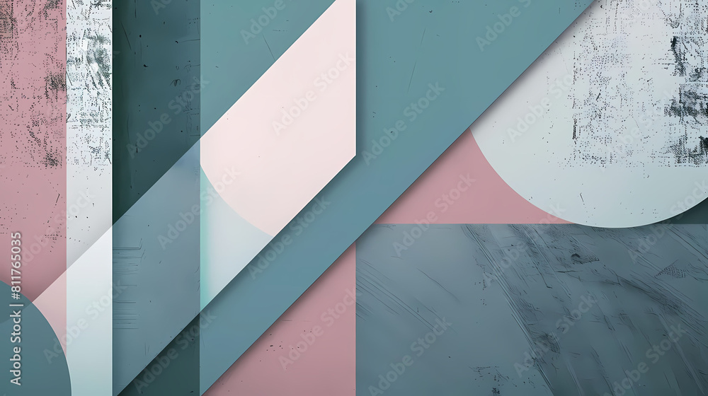 Poster minimalist composition with geometric patterns and muted tones