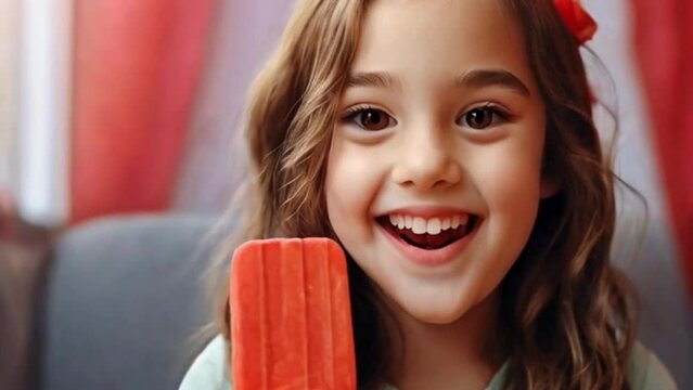 Smiling Girl with Red Popsicle