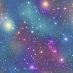 Fototapeta premium A colorful galaxy with many stars and a blue background. Seamless pattern background.