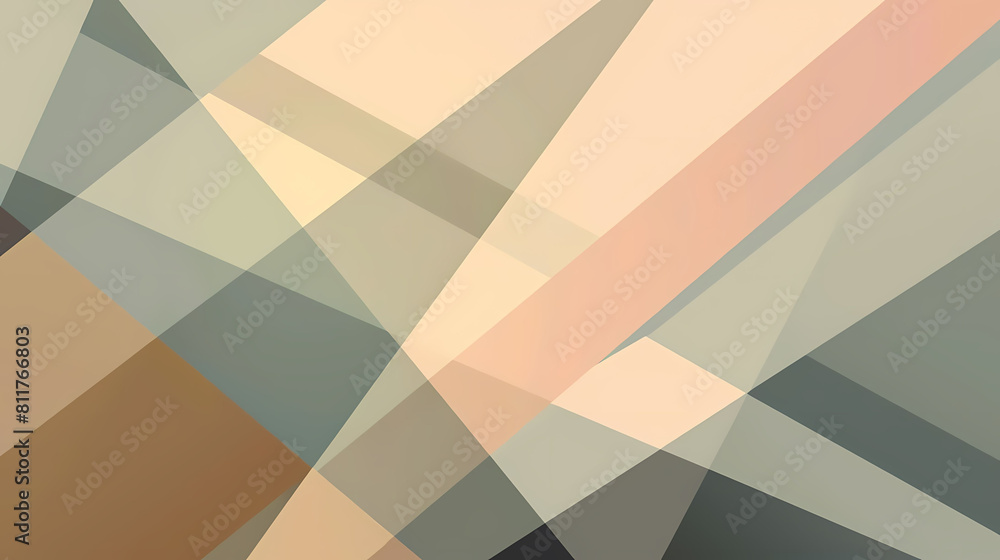 Poster minimalist composition with intersecting lines and muted tones, featuring a white wall as the main f