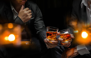 whiskey, for a friendly party in a bar or a restaurant.