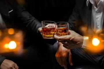 whiskey, for a friendly party in a bar or a restaurant.