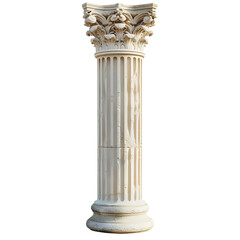 Fototapeta premium Ornate Corinthian Column with Fluted Shaft and Decorative Capital – Classical Architecture Isolated, isolated, transparent background, white background, no background