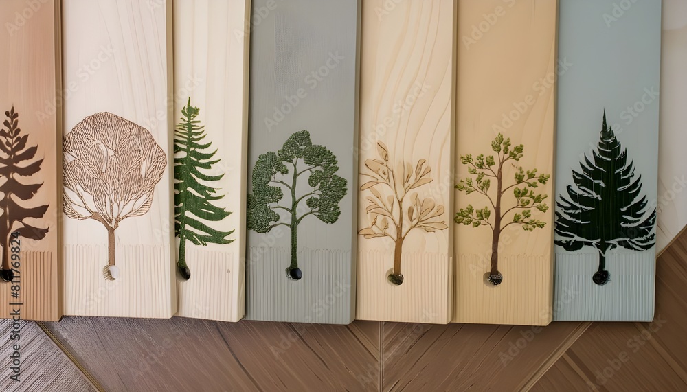 Poster panel of trees, panels of different colors