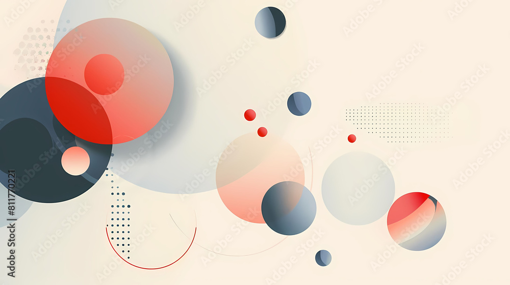 Poster minimalist composition with overlapping circles and dynamic shapes