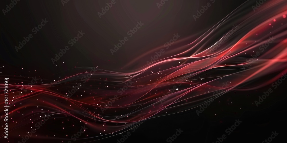 Poster red and black abstract background with flowing light curves aig51a.