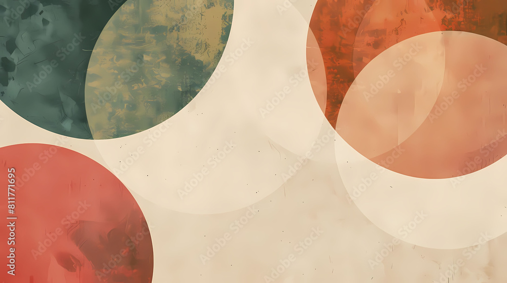 Aufkleber minimalist composition with overlapping circles and subtle shades of red