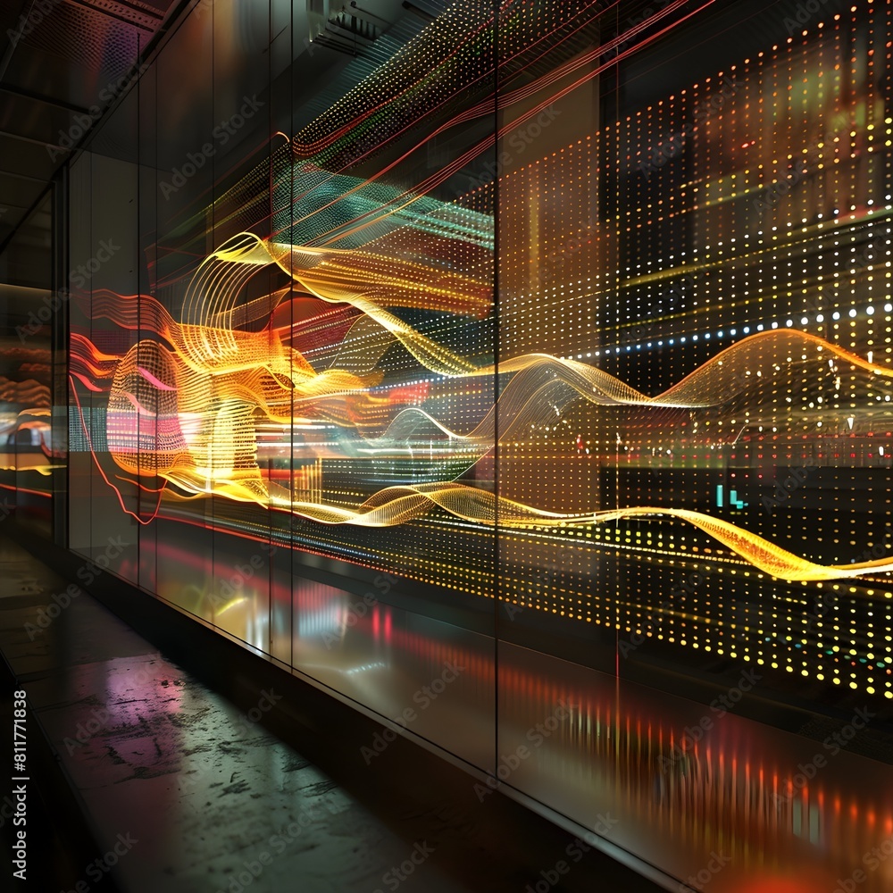 Poster visualizing the dynamic flow of market data through time and space