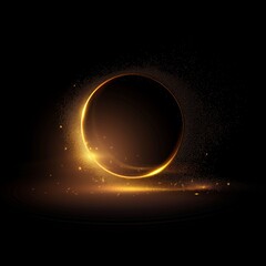 Angled view of a glowing circle with sparks