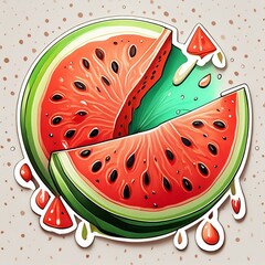 Circular Watermelon Stickers showcasing an enticing close-up illustration of a watermelon