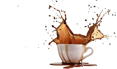 Coffee Splash Cup Of Splashed With Syrup  Backgrounds . Coffee Cup Splash with Sweet Syrup Background