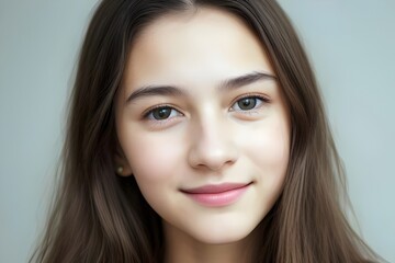 Obraz premium a cute happy teenage girl portrait close-up view headshot