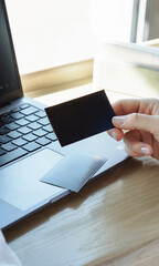 woman handling business card