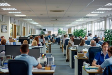 Fototapeta premium Office Harmony: Individuals Focused and Driven at Workstations