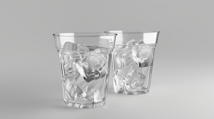 Disposable transparent ice cup, mockup of transparent plastic cup