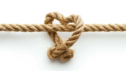 Heart-shaped knot isolated on a white rope