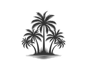 palm tree black Vector design white background 