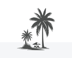 palm tree black silhouettes Vector design white
