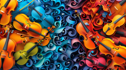 Abstract poster on the theme of musical instruments. .Vector illustration of abstract art. Artistic background.