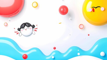 Abstract colorful 3D shapes background, elementary school for kids