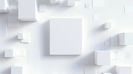 Minimalistic white 3D cubes background with shadows.