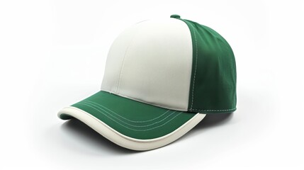 Green and white Isolated SnapBack Cap against a White Background