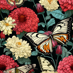 Butterfly digital art seamless pattern, the design for apply a variety of graphic works