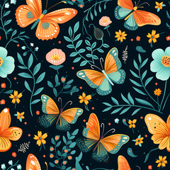 Butterfly digital art seamless pattern, the design for apply a variety of graphic works