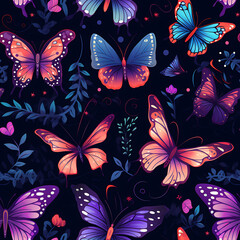 Butterfly digital art seamless pattern, the design for apply a variety of graphic works