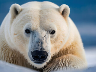 Icy Stare. A Polar Bear Locks Eyes.